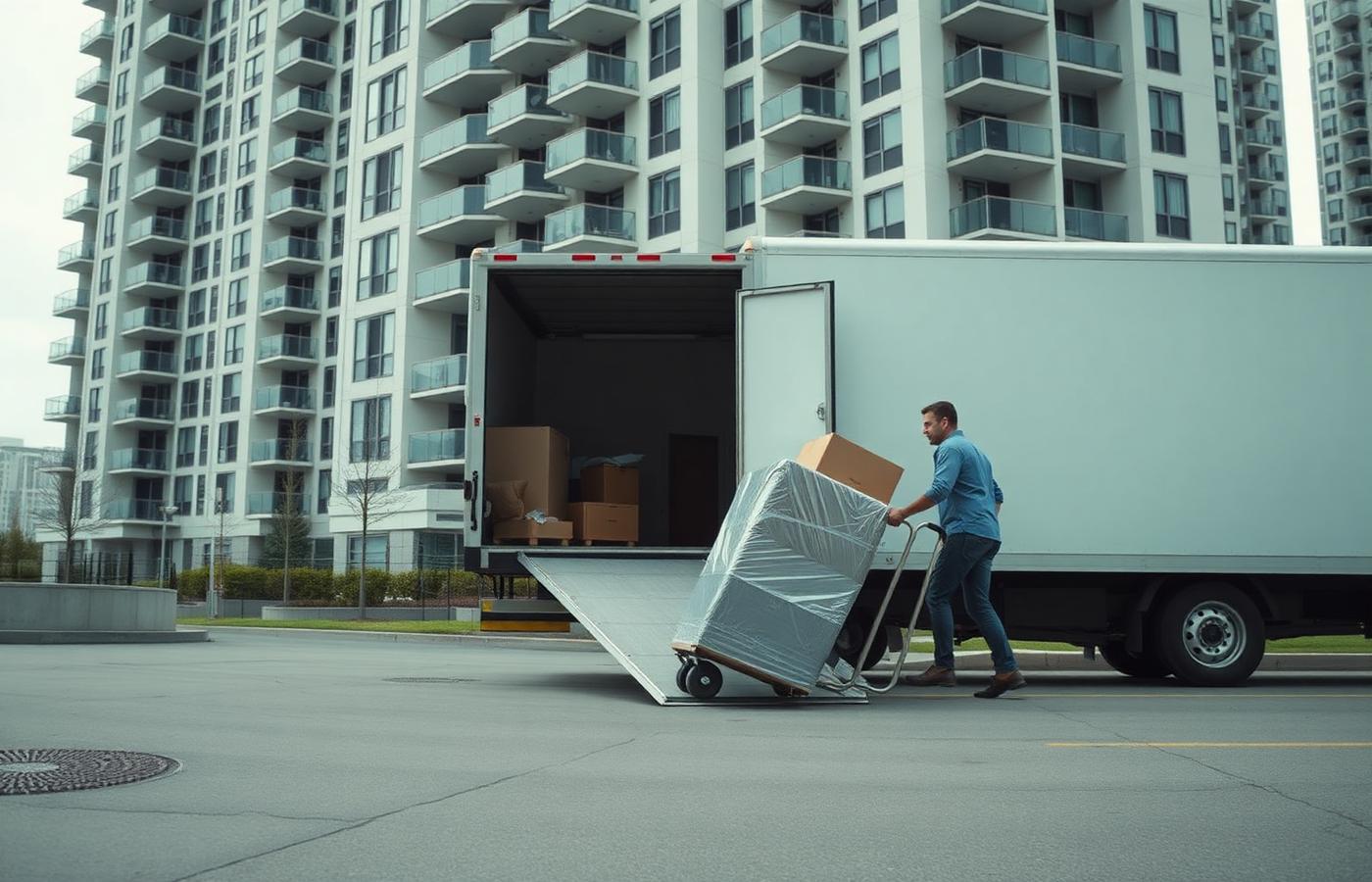 Moving truck loading furniture in Markham